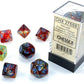 Chessex Nebula Polyhedral Dice Set Primary with Blue Luminary (7 dice)