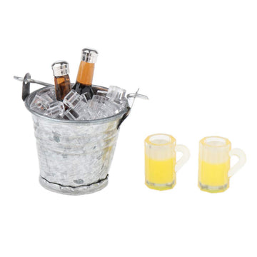 AMLESO 1:12 Dollhouse Ice Bucket Wine Bottle Model Pub Decor