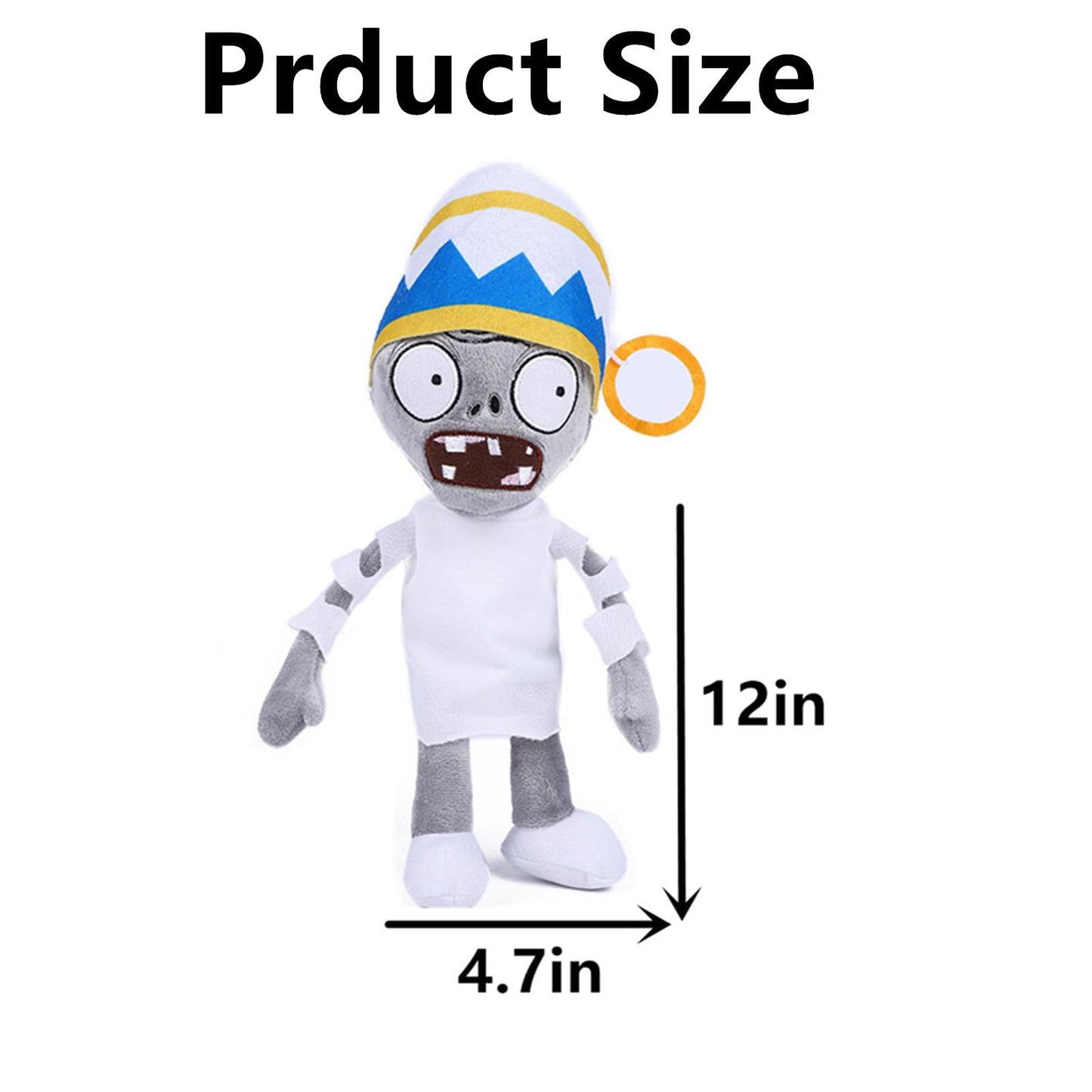 JHESAO 12" Plants and Buckethead Zombie Plush Toys - Normal Zombie PVZ Plushies - Stuffed Soft Dolls - New
