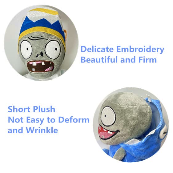 Suyudian 3 PCS PVZ Plant and Zombies Plush Sets Toys Stuffed Soft PVZ Figure Doll Jester, Barrel, Dolphin Rider Zombies, Great Gifts for Boys