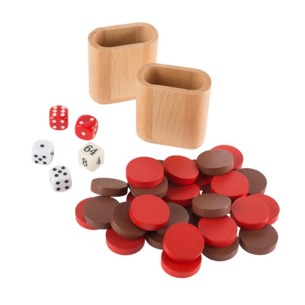Wood Backgammon Board Game - Complete Set with Folding Board for Storage, Portable Handle, and Full Game Accessories for Adults 14 Years and Up by Hey