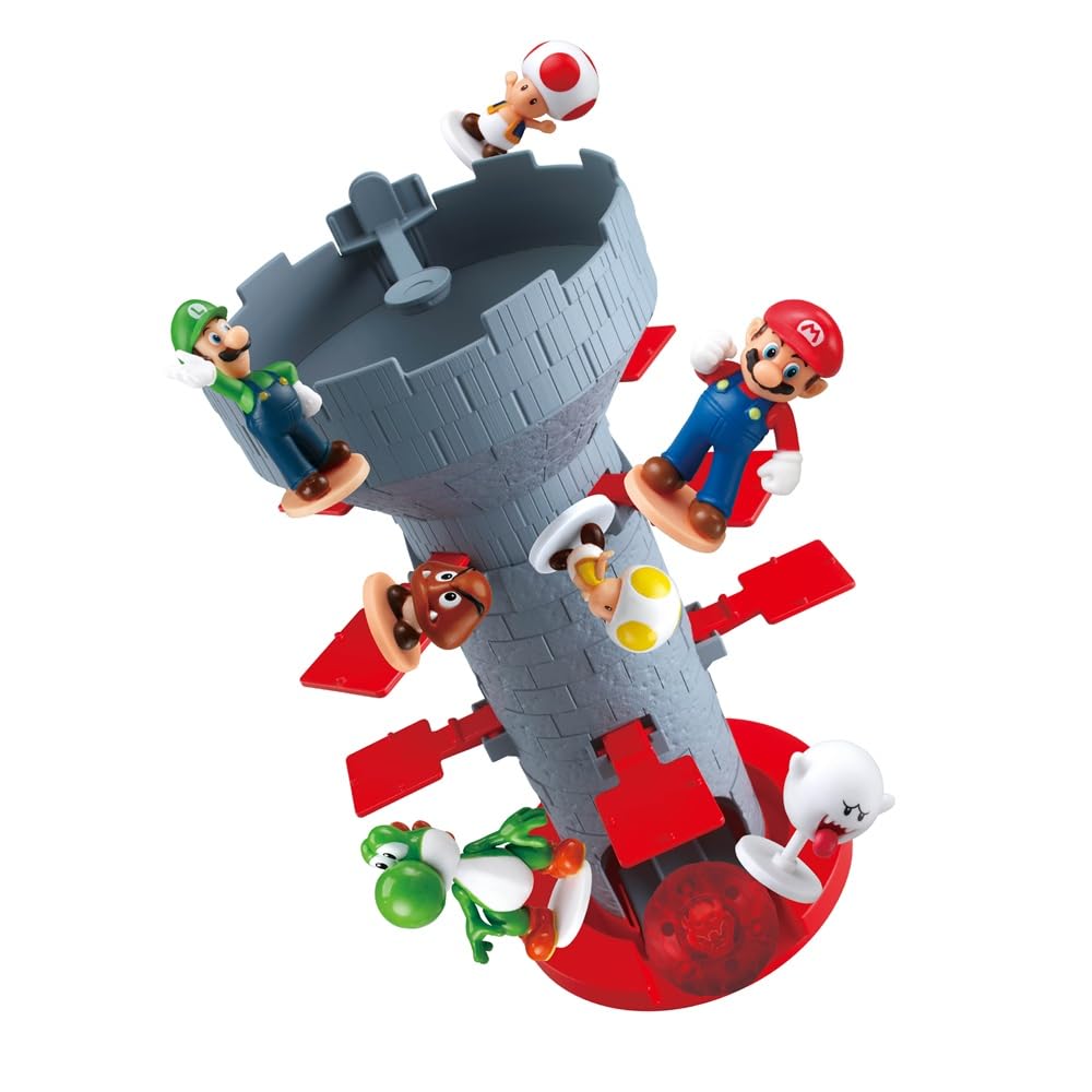 EPOCH Games - Super Mario Blow Up Shaky Tower Tabletop Game - Kids Family Board Game for Multiplayer Game Night, Ages 4+