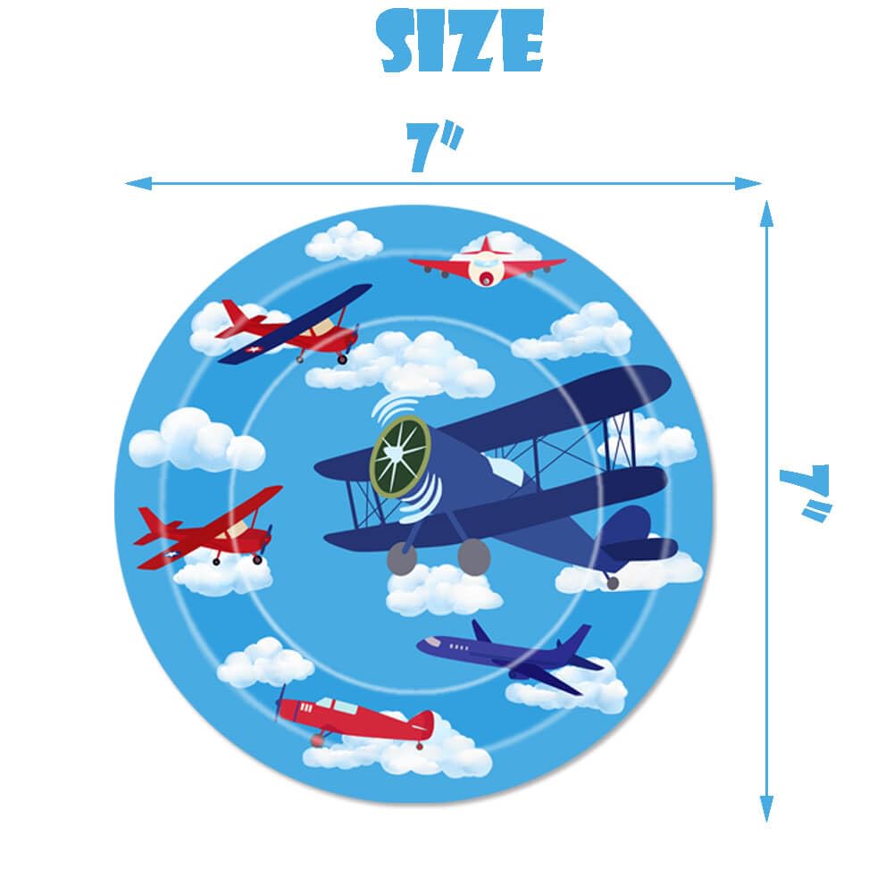 LetDec Airplane Birthday Party Tableware Airplane Aircraft Disposable Paper Plates Dinnerware for Aviation Theme Boys Birthday Baby Shower Party