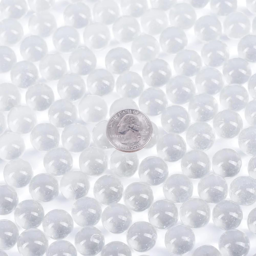 Fun Express Clear Glass Marbles - Bulk 1lb, 87 Marbles - Wedding and Home Decor Accessories
