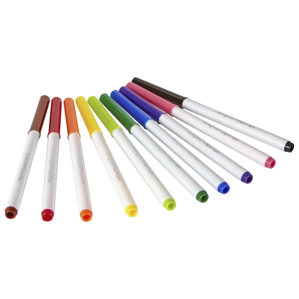 Crayola Washable Super Tips Markers, Washable, 10/BX, AST