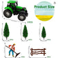 26 PCS Mini Farm Animal Tractor Cake Topper Set with Tree Farmer Fences Cow Pig Sheep Figures Tractor farmer Cake Topper for Boy Girl Birthday Party