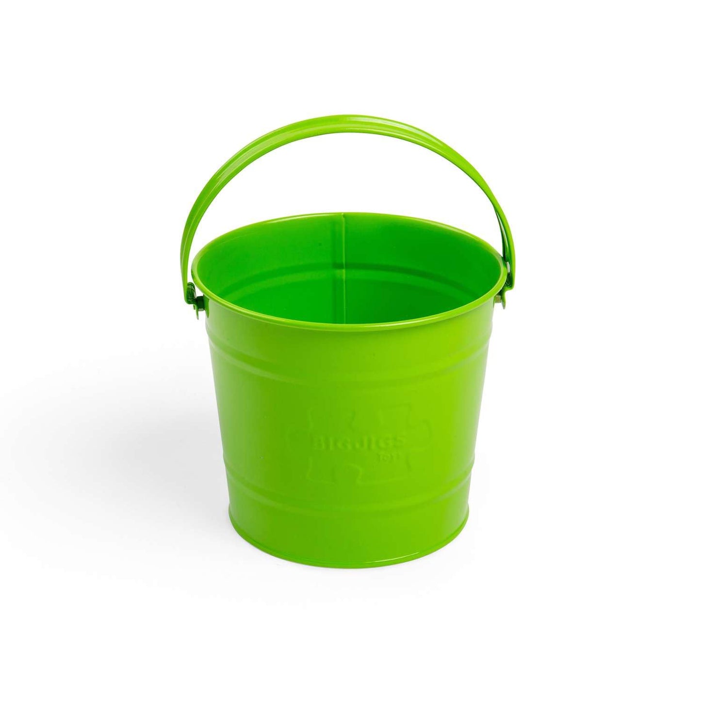 Bigjigs Toys Green Children's Bucket - Steel Garden & Beach Bucket with Riveted Swivel Handle, Quality Outdoor Toys, Ideal Crabbing Bucket & Beach Toy