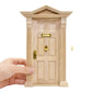 iLAND Classic Wooden Dollhouse Door of 1/12 Scale Accessories, Dollhouse Building Supplies Set of Miniature Door with Trim, Handle & Knocker