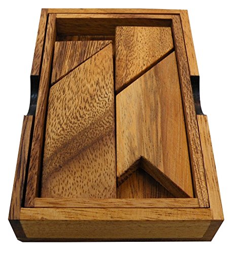 T Letter Puzzle in a Wooden Box - Brain Teaser Puzzle, Build the T Letter