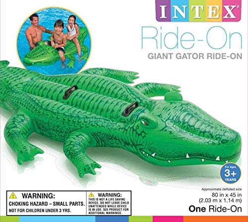 INTEX Giant Gator Inflatable Pool Float: Animal Pool Toy for Kids - 2 Heavy-Duty Handles - 176lb Weight Capacity - 80" x 45" - for Ages 3+