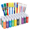 Kids Tempera Paint Set | Value Pack Includes 40 Washable Non-Toxic Colorful Paints (2oz bottles) & 15 Brushes | Metallic, Neon, Glow In The Dark