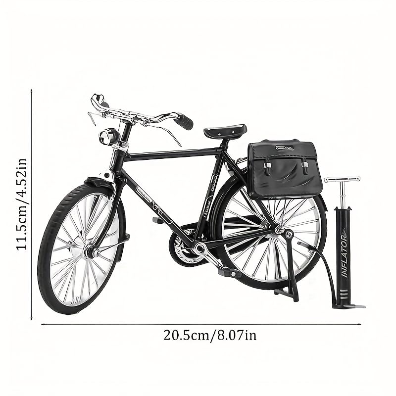Veloshine Mini Vintage-Style Alloy Bicycle Model, Classic Black Figurine, Desktop Ornament, Manual Assembly, for Friends, Family
