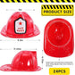 Erinnmy 24 Pcs Kids Firefighter Hat, Plastic Fireman Helmet, Red
