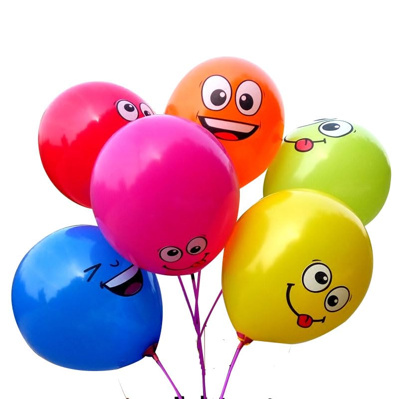 50 Ct 12 inches Smile Funny Face Balloons Cartoon Happy Birthday Party Fun Emotion Smiley Balloon Decorations (Multi Monster Balloons)