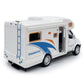 Mini Toy Camper Van RV Motorhome Toys for Boys Pull Back Diecast Model Car Recreational Vehicle Adventure with Furniture Roof and Side Door Open