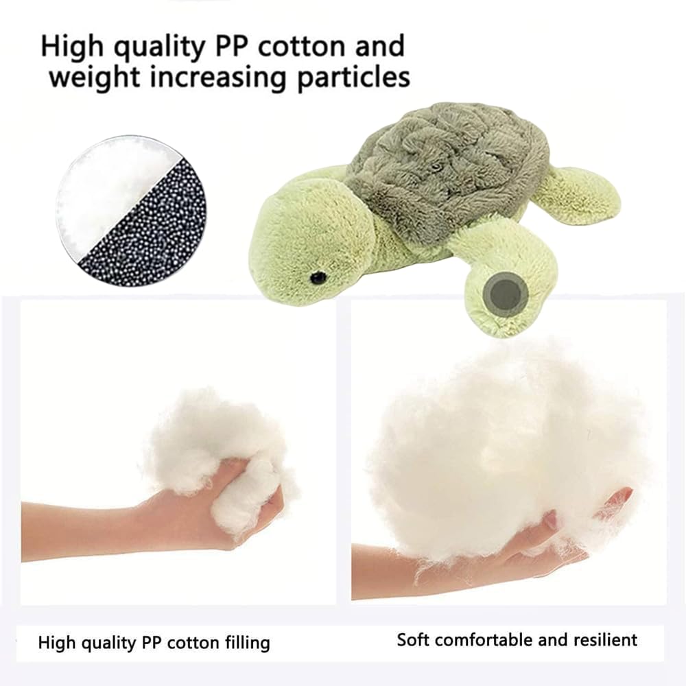 XIYUAN 13.8inch Weighted Plush Cute Turtle Stuffed Animals,Soft Sea Turtle Plush Toy, Green Tortoise Plushies Dolls Pillow Present for Kids, Babies