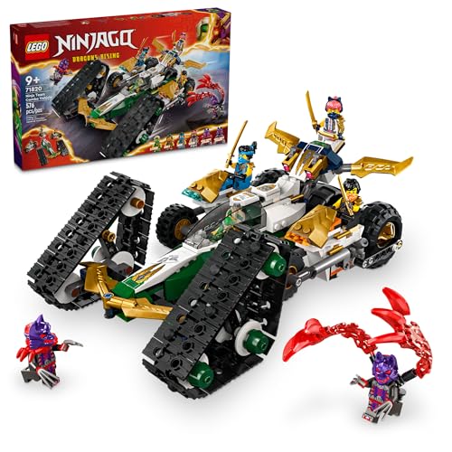 LEGO NINJAGO Ninja Team Combo Vehicle, 4 in 1 Ninja Playset for Kids with Glider, Off-Road Racer and 2 Motorcycle Toys, Birthday Gift for Boys