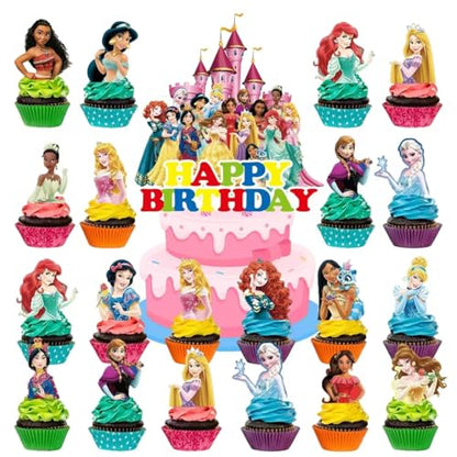 30 Pcs Cake Cupcake Topper Decoration for Princess-Themed Cupcake Toppers Cake Topper for Girls Birthday Party and Baby Shower