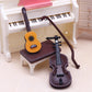Tiosen Miniature Violin Collectible with Stand, Bow and Case, Dollhouse Musical Instrument Decoration