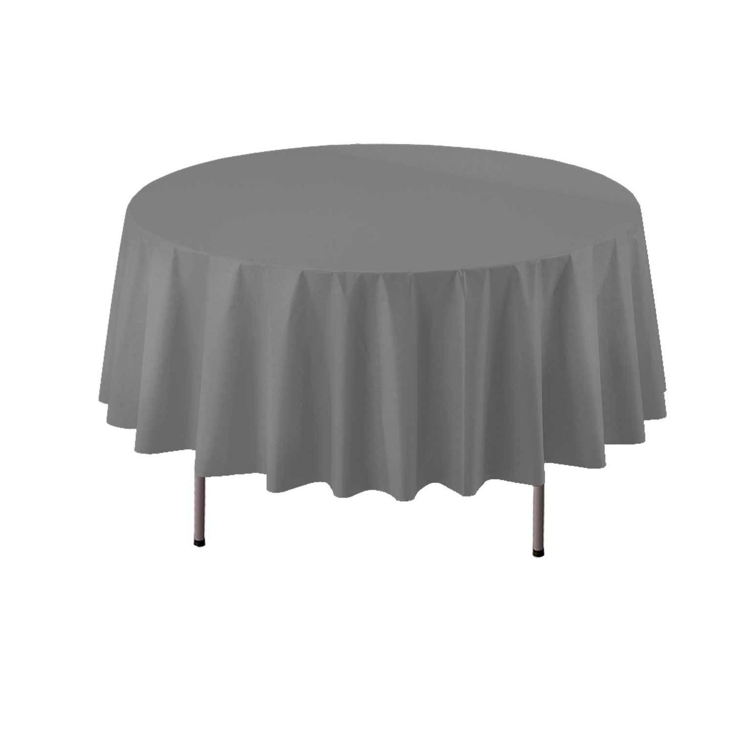 Party Essentials ValuMost Round Plastic Table Cover Available in 16 Colors, 84", Silver