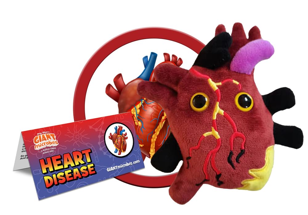 GIANTmicrobes Heart Disease Plush, Get Well Soon Stuffed Animal, Heart Surgery Recovery Gifts, Chronic Illness Essentials, Cardiology Gift, Heart