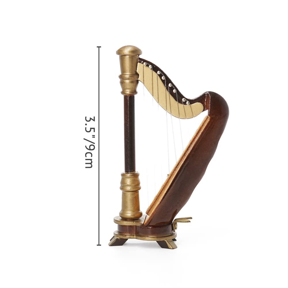 Odoria 1/12 Miniature Harp Dollhouse Musical Instruments Accessories