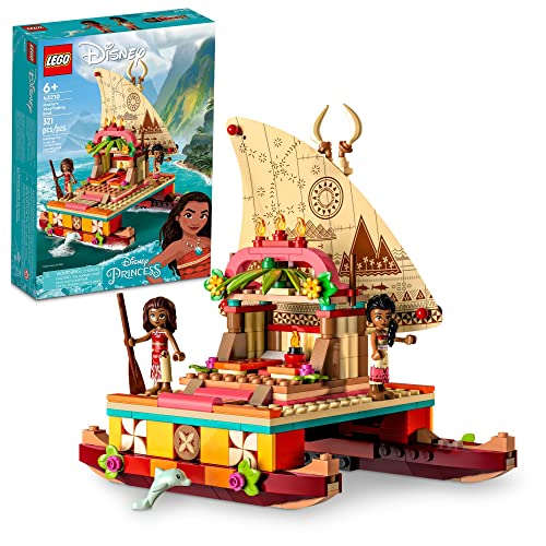 LEGO Disney Princess Moana's Wayfinding Boat Building Toy 43210 Disney Princess Toy Set with Moana and Sina Mini-Dolls, Dolphin Figure