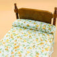 EatingBiting 1:12 Vintage Flower Print Bed, mini House Miniature Furniture Wooden Single Bed Traditional Flower, DIY Scene House Home Furniture Craft