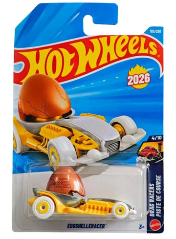 Hot Wheels Eggshelleracer [Yellow] Drag Racers 4/10, 103/250 - New for 2026! 1:64 Scale Diecast Toy Vehicle