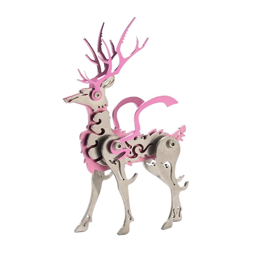 Mokrdomain Little Deer 3D Metal Puzzle, Pink, 40pcs