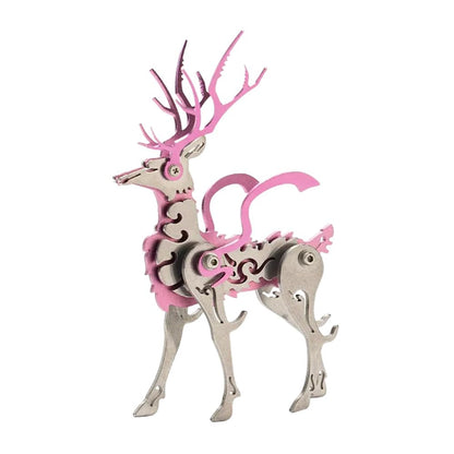 Mokrdomain Little Deer 3D Metal Puzzle, Pink, 40pcs