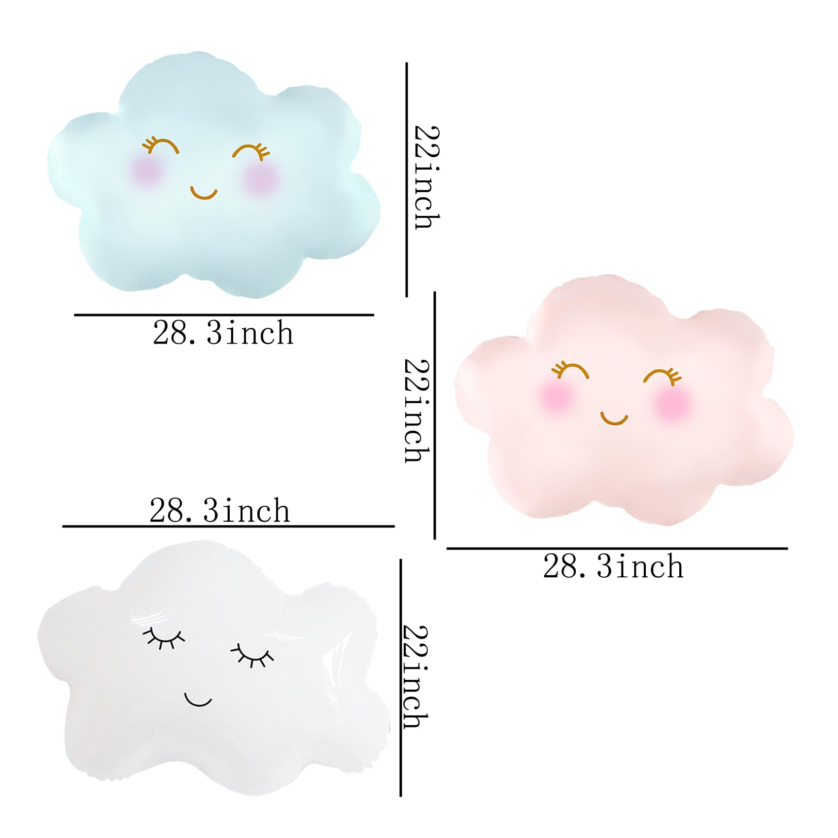 6PCS Cloud Balloons Foil Mylar Cloud Balloons for Birthday Party Decorations Supplies