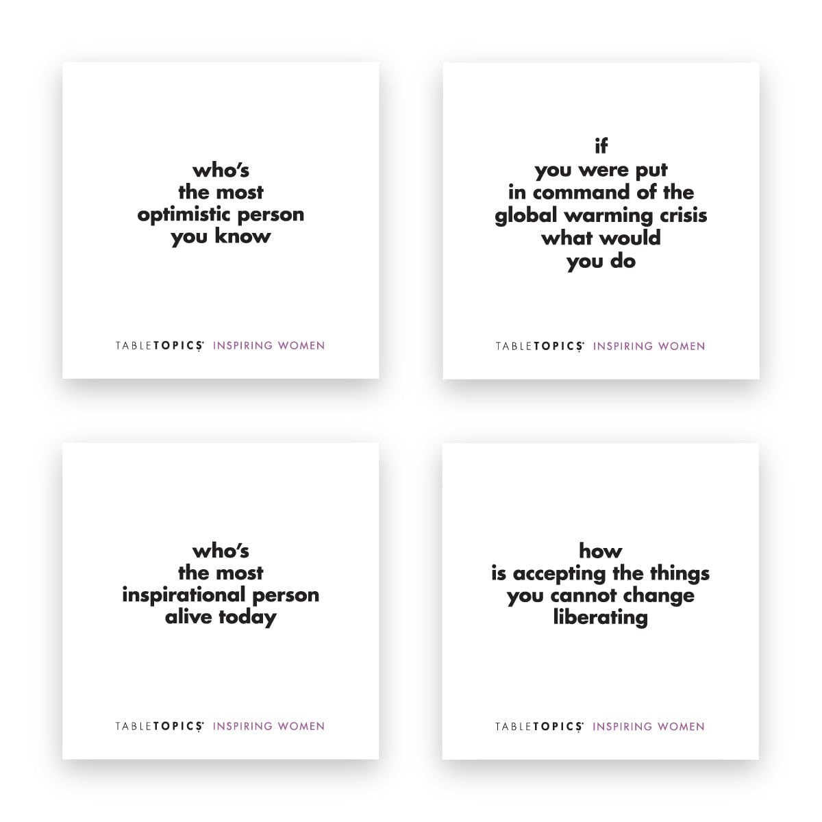 TableTopics Inspiring Women Question Card Game - 135 Conversation Starter Cards with Inspirational Quotes and Prompts for Discussions About Female