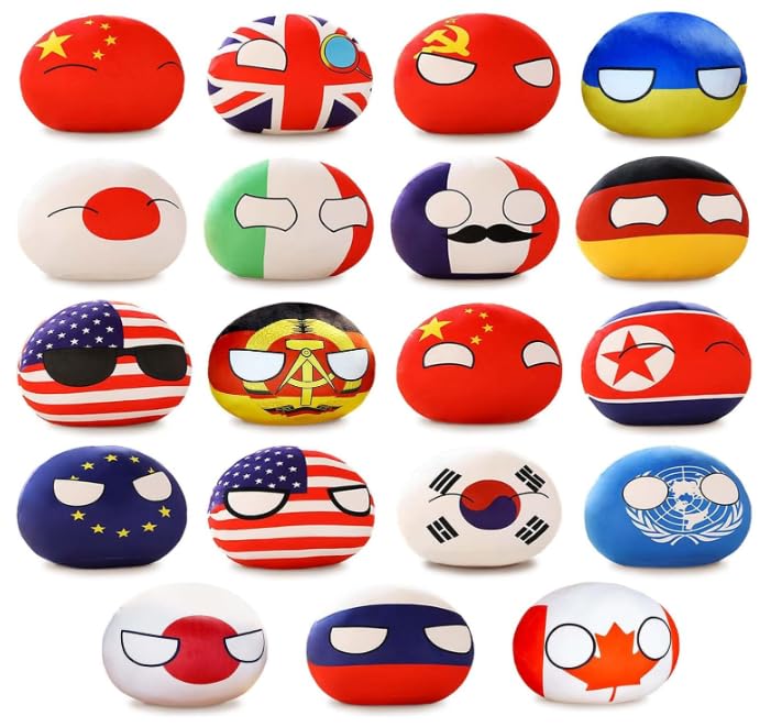19 PCS Country Balls Plushies 4 in Poland Ball Doll for Children and Adult Gifts Pendant Accessories Stuffed Toys