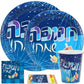 HANNA K Chanukah Spirit Blue Premium Heavyweight Paper Dinner Plates (10.25") Pack of 18 - Vibrant & Disposable Tableware, Perfect for Festive