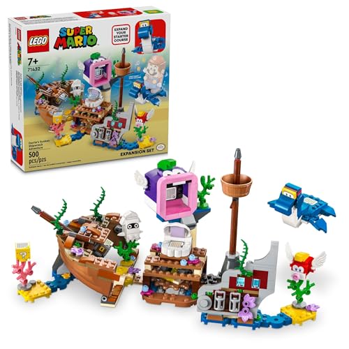 LEGO Super Mario Dorrie's Sunken Shipwreck Adventure Expansion Set, Super Mario Collectible Toy for Kids with Cheep Cheep, Cheep Chomp and Blooper