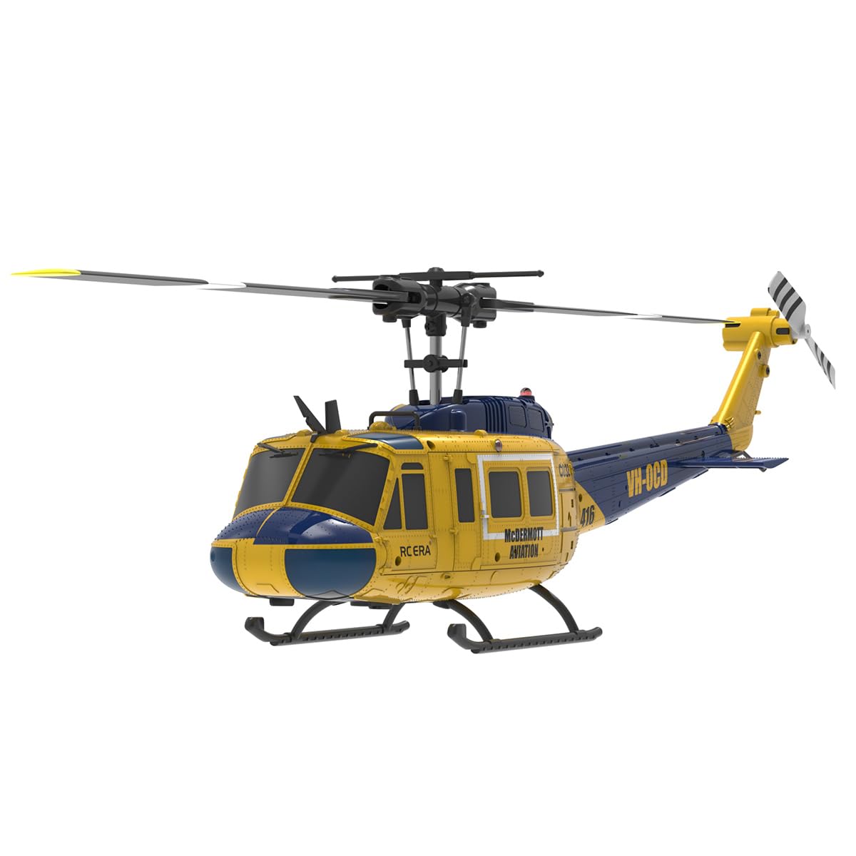 Joponnydiy C032 UH-1 Huey RC Helicopter for Adults, 1/48 Scale 2.4G 6CH Flybarless Remote Control Military Helicopter, 3D Stunt Flight