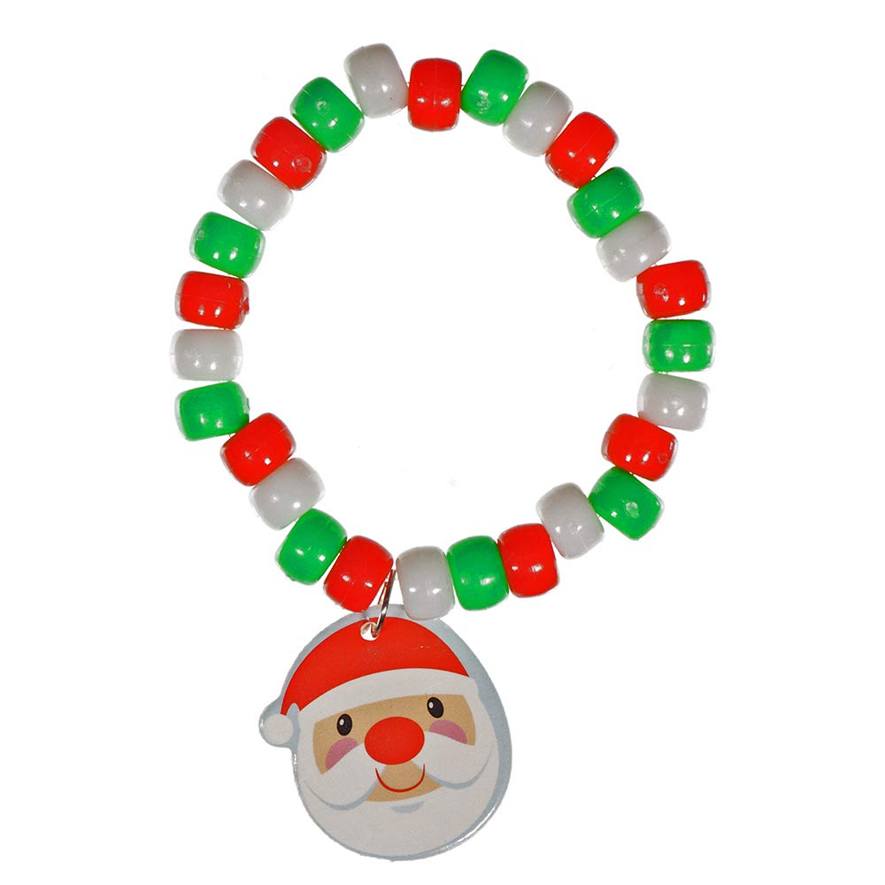 Craft County Christmas Bead Charm Bracelet Craft Kit - Makes 12 Bracelets - Festive Accessories for the Holidays (Festive Friends)