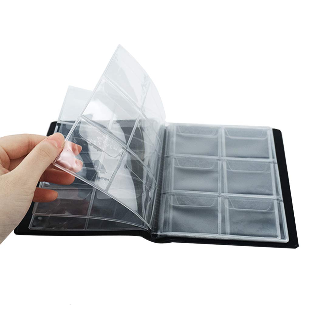 Coin Collection Album 60 Pockets - 4.5x4.5cm/1.8x1.8 inch Coin Holder Book Coin Storage Album Money Penny Pocket for Collectors Black CS0106BK