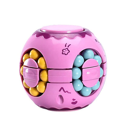 JHBEMAXS Rotate Bean Slide 3D Puzzle Spinner Magic Cube Fidget Toys (Pink)