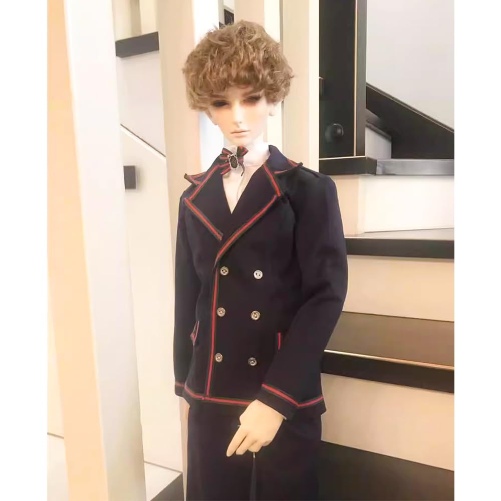 niannyyhouse BJD Doll Clothes for 1/3 1/4 Ball Jointed Dolls, Dark Blue School Uniform, Coat Shirt Pants Socks, Boy Dress Up Accessories Gift
