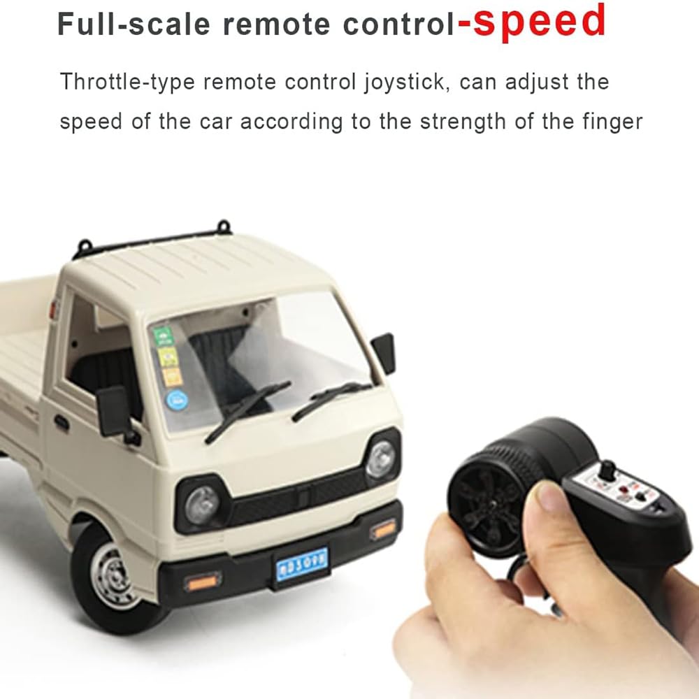 Wodoochey WPL D12Mini Kei Truck RC Car 1/16 2.4Ghz Remote Control Rock Crawler Off Road Truck with Brushed Motor, LED Headlights, Middle Engine Rear