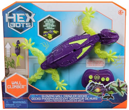 HEX Bots - Glow-in-the-Dark Radio-Controlled Gecko that crawls on the Floor and Walls - Remote Controlled Lizard with Luminous Eyes - Easy Control