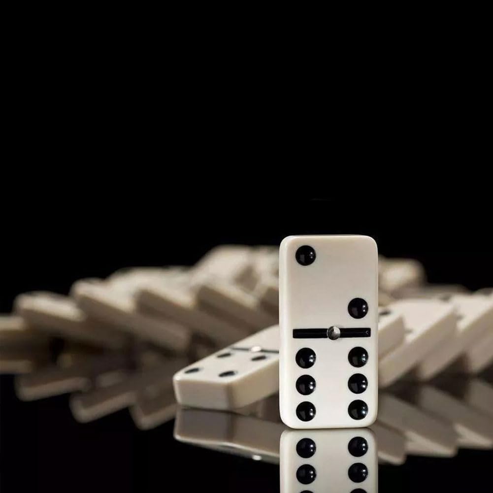 VMRUXAW Dominos Set for Adults with Wood Box - Tile Dot Dominoes Games Set ?Classic Dominoes Set, 28 Tiles, Natural Wood and Ivory, Wooden Box