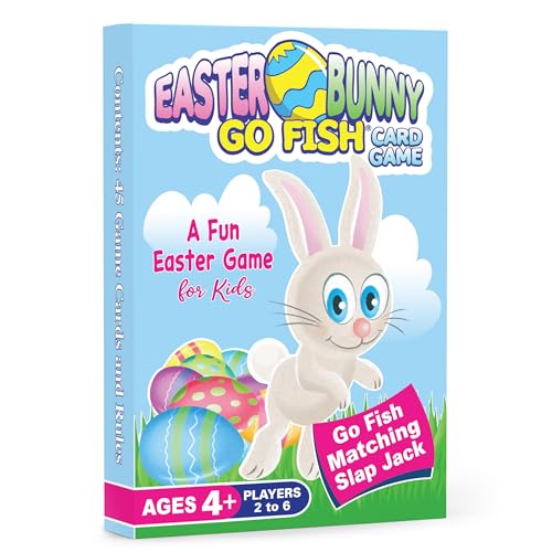 Arizona GameCo Easter Bunny Go Fish Card Game for Kids Ages 4-8, 3-in-1 Easter Card Games for Kids in One Deck with Go Fish, Old Maid & Slap Jack