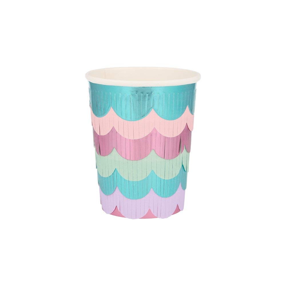 Meri Meri Party Cups with Fringe (Pack of 8), Cute Disposable Cups, Sized for Kids & Adults, Ideal for Hot or Cold Party Drinks, 9oz Capacity, Paper