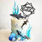 23 PCS Shark Cake Topper Shark Figurines Decoration Ball Cake Topper for Ocean Theme Birthday Cake Decorations (Blue)