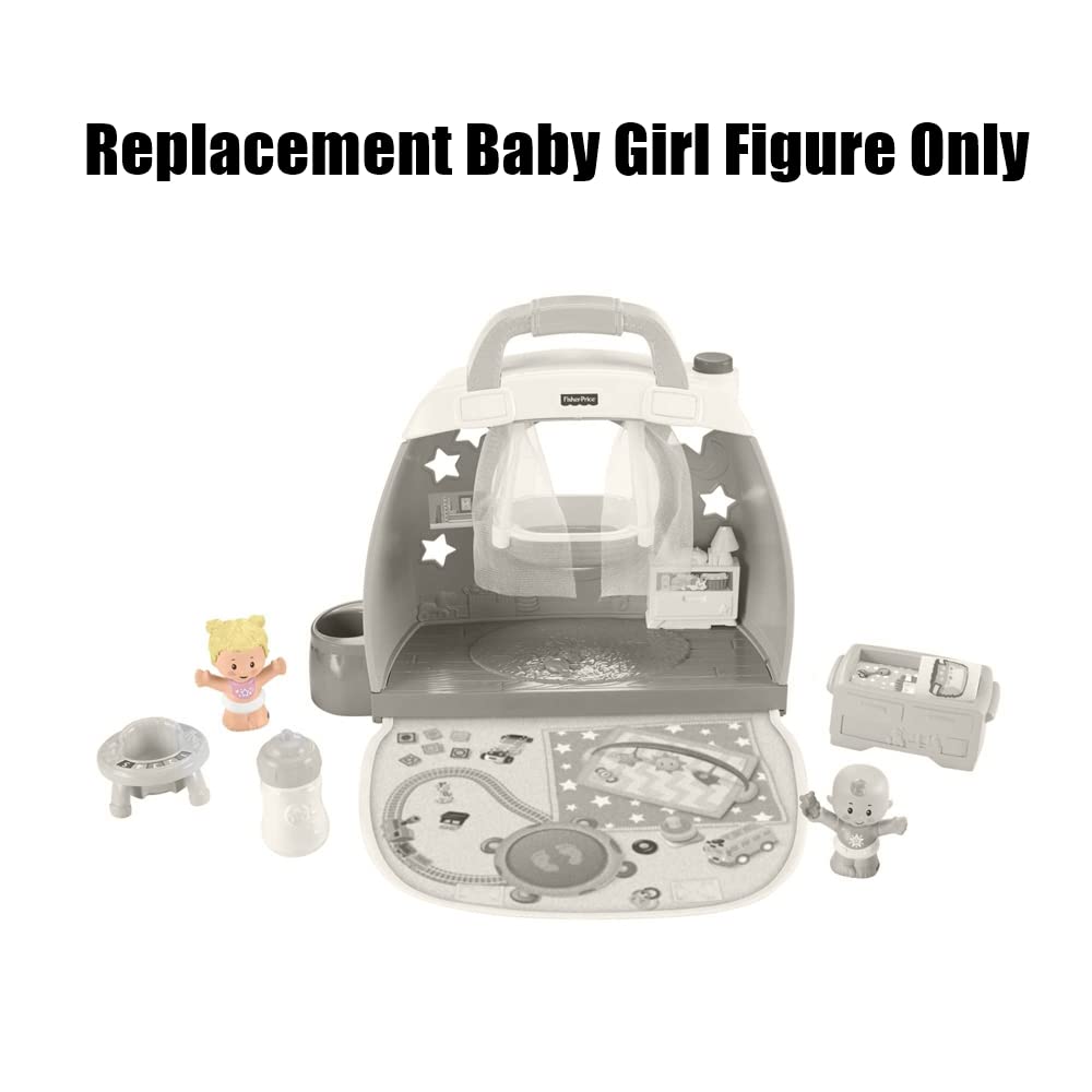 Replacement Part for Fisher-Price Little People Cuddle 'n Play Nursery Playset - GKP70 ~ Baby Girl Figure ~ Pink Bib with Star ~ Blonde Hair