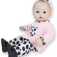 Sophia's 3 Piece Long Sleeve Velour Shirt, Dalmatian Print Pants and Matching Headband Set for 15 Inch Baby Dolls, Pink/Black