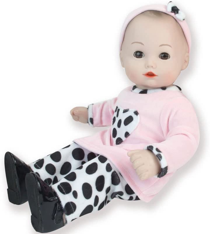 Sophia's 3 Piece Long Sleeve Velour Shirt, Dalmatian Print Pants and Matching Headband Set for 15 Inch Baby Dolls, Pink/Black
